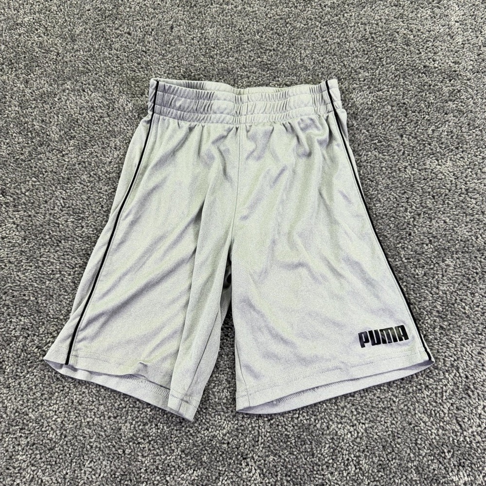 Puma Shorts Kids 10-12 Gray Athletic Jersey Elastic Waist Gym Training